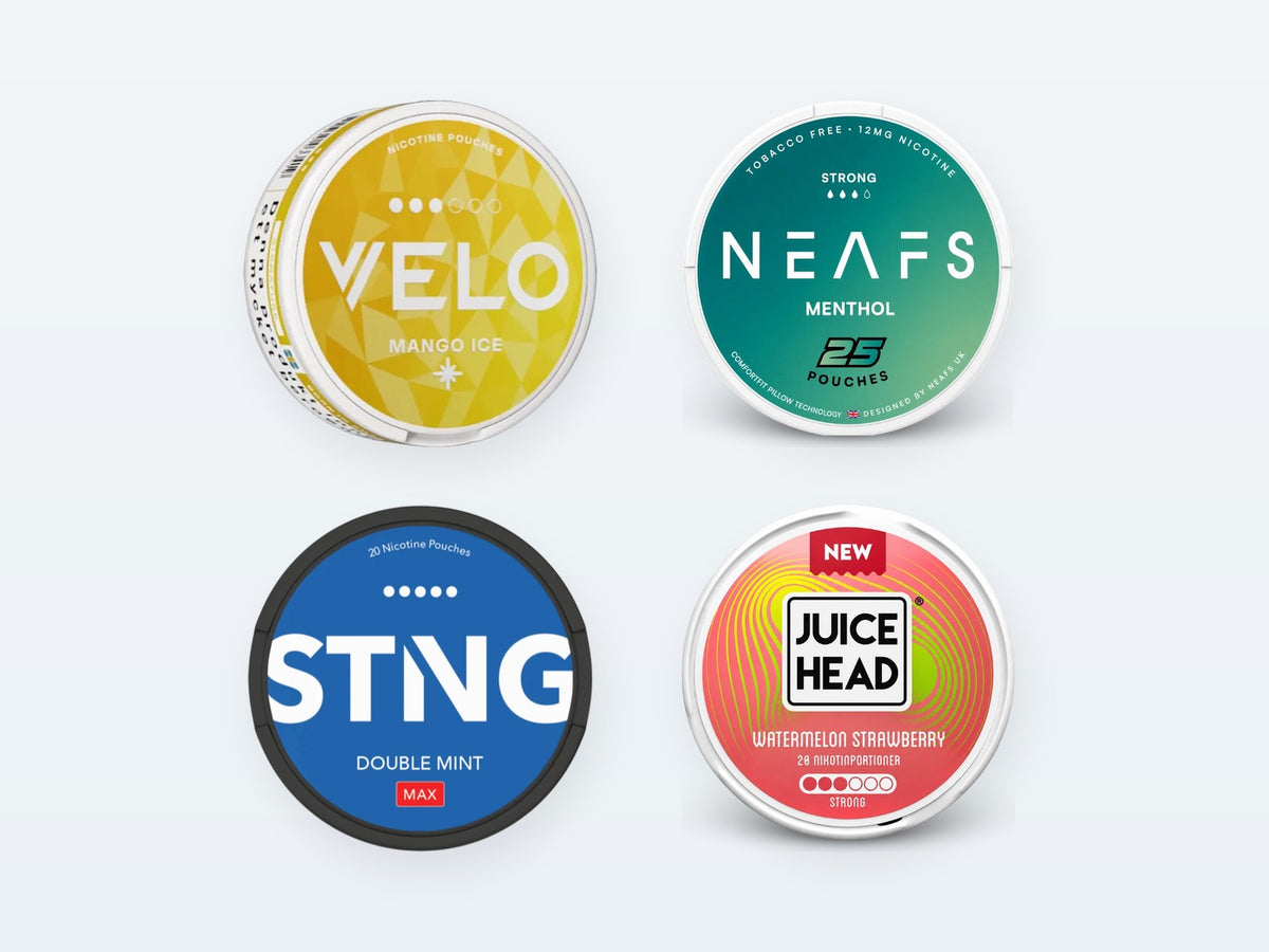 Nikotinposer: VELO, NEAFS, STNG, JUICE HEAD