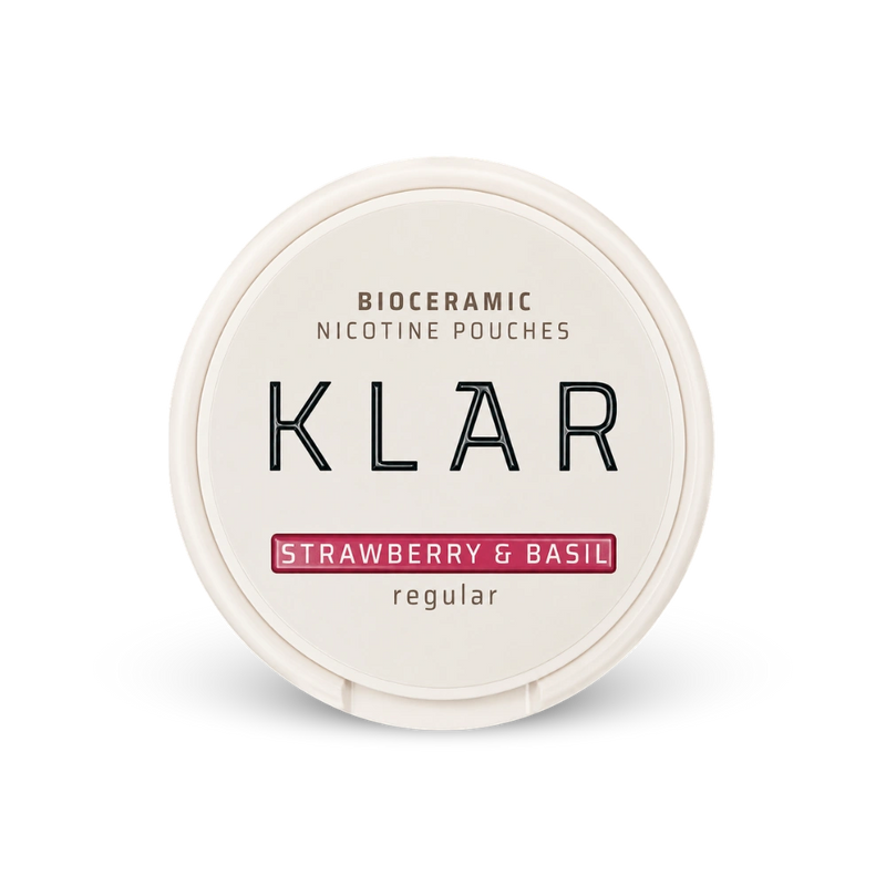 KLAR Strawberry Basil Regular Mini – can of nicotine pouches