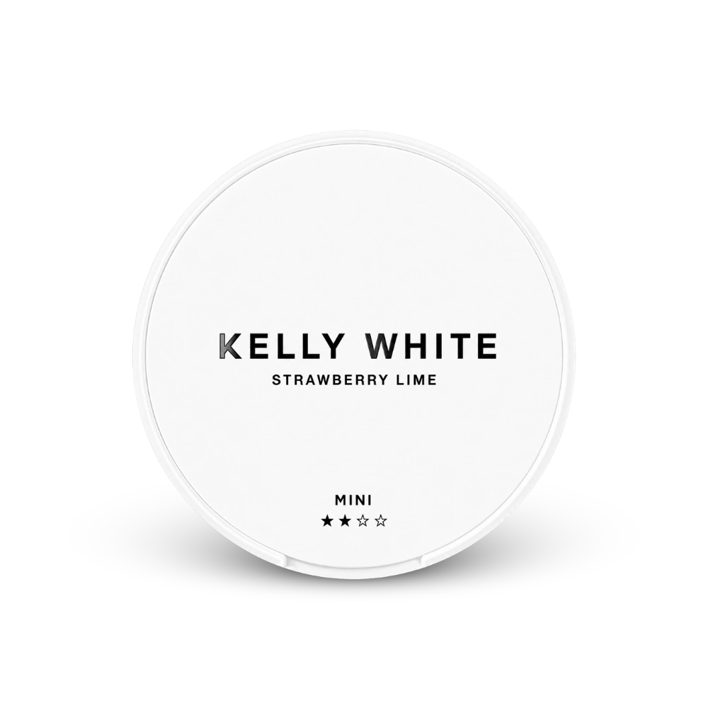 Kelly White Mini Strawberry Lime – can of nicotine pouches