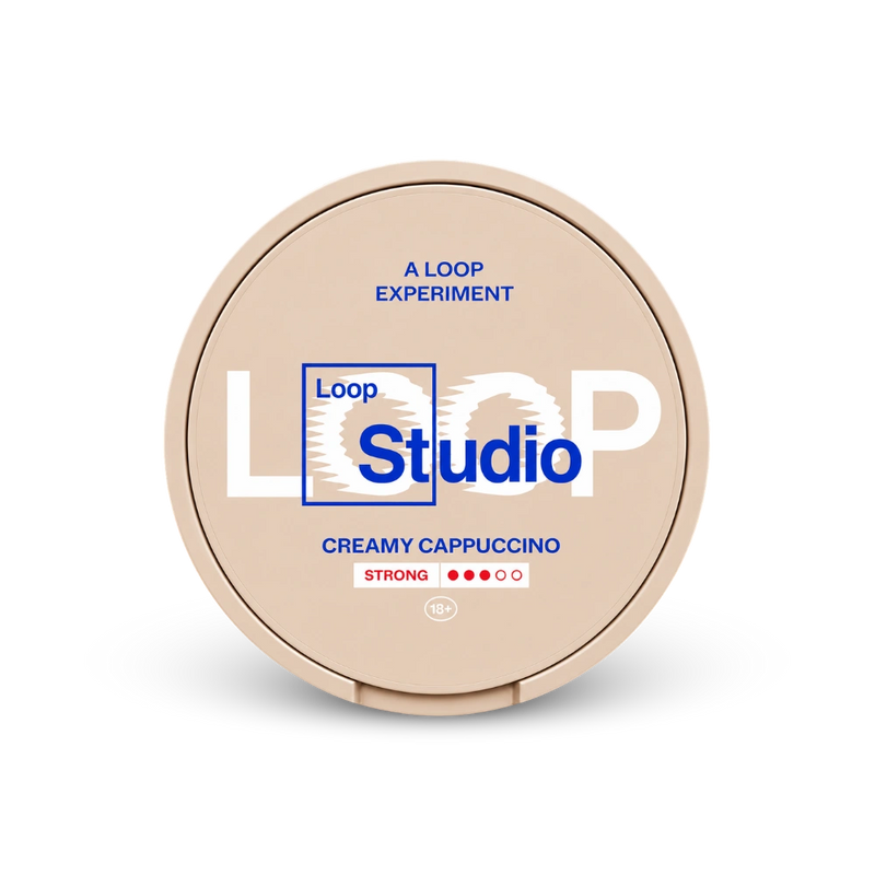 Loop Creamy Cappuccino Strong – can of nicotine pouches