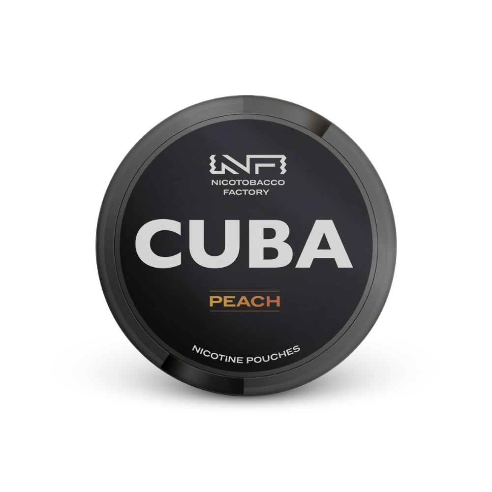 Cuba Black Peach – can of nicotine pouches