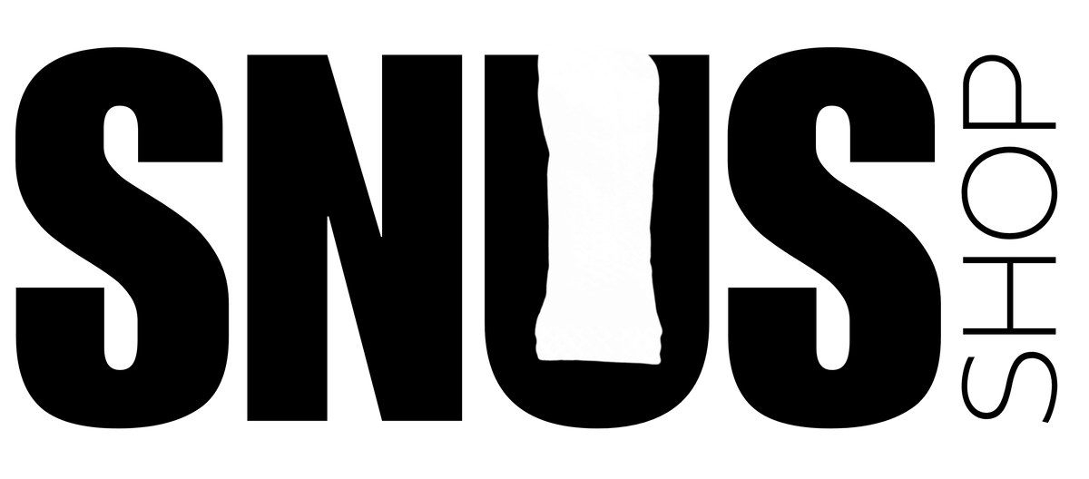 Snus Shop logo, black lettering on white background