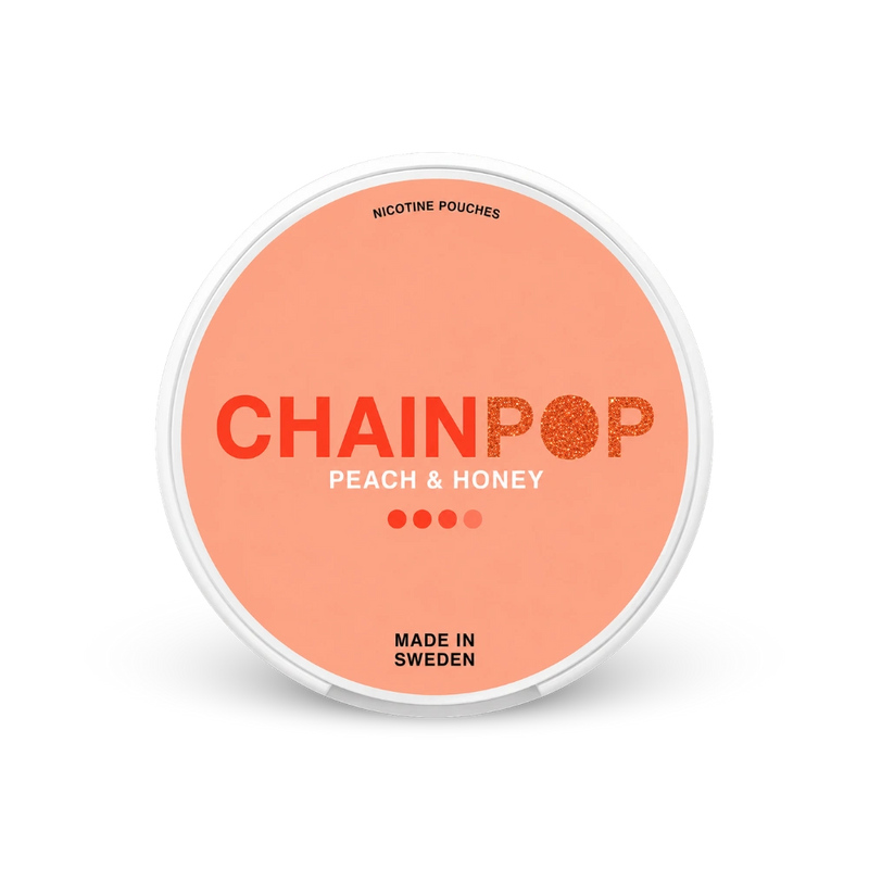 Chainpop Peach Honey – can of nicotine pouches
