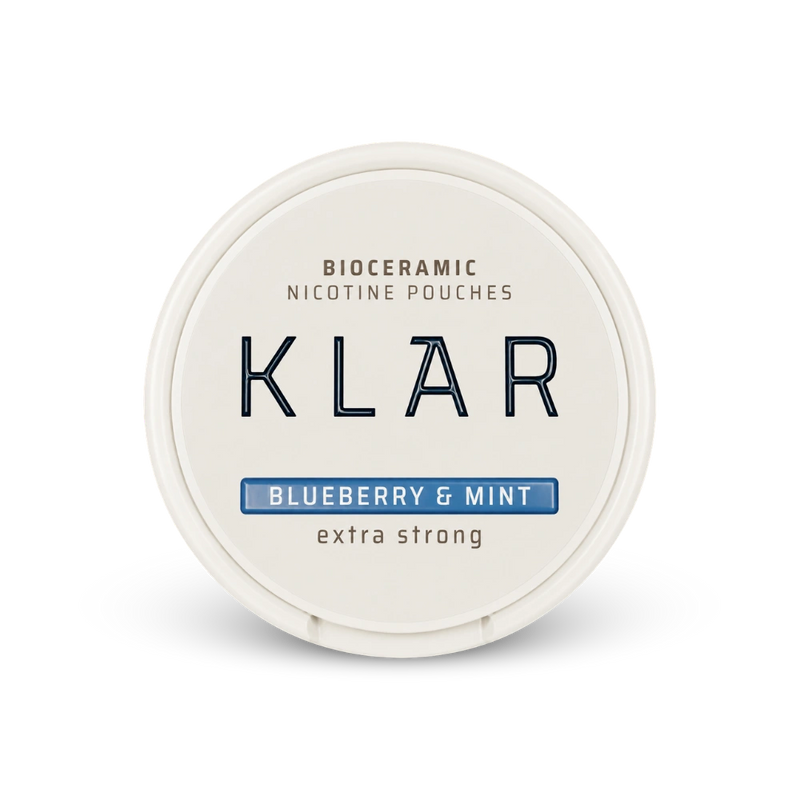 KLAR Blueberry Mint Extra Strong Slim – can of nicotine pouches