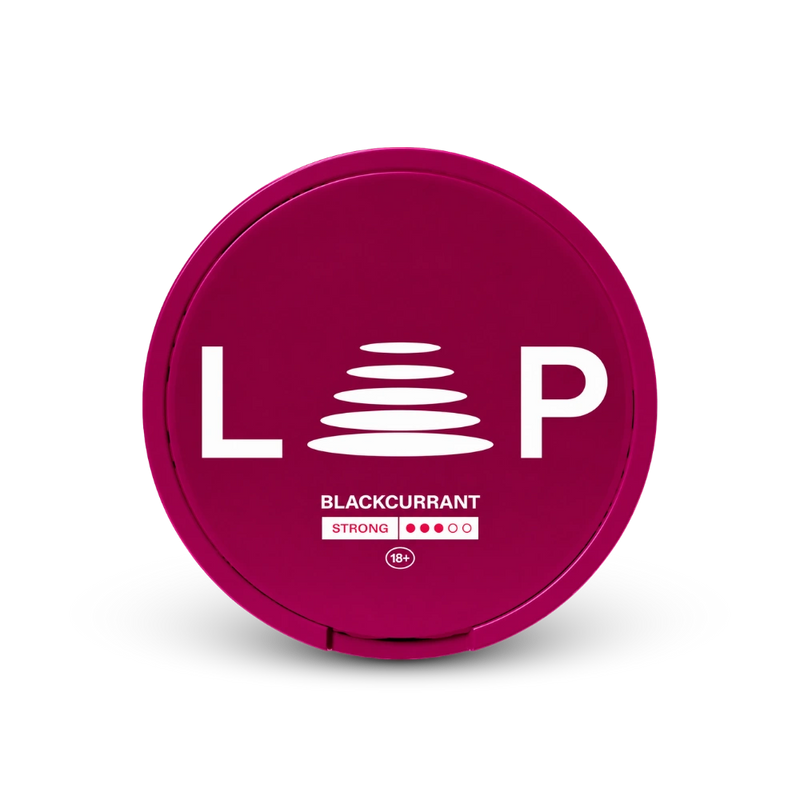 Loop Blackcurrant Strong – can of nicotine pouches