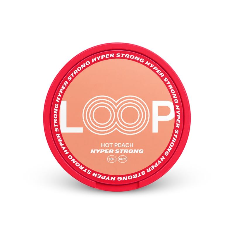 Loop Hot Peach Hyper Strong – can of nicotine pouches