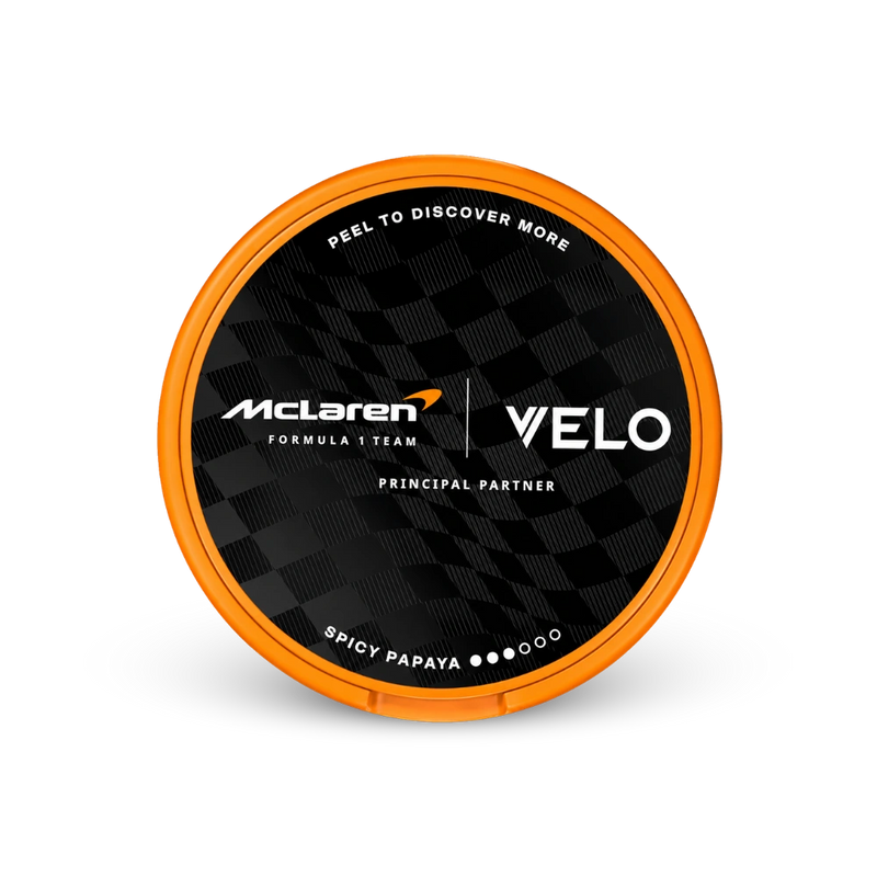 VELO McLaren Spicy Papaya Slim – can of nicotine pouches